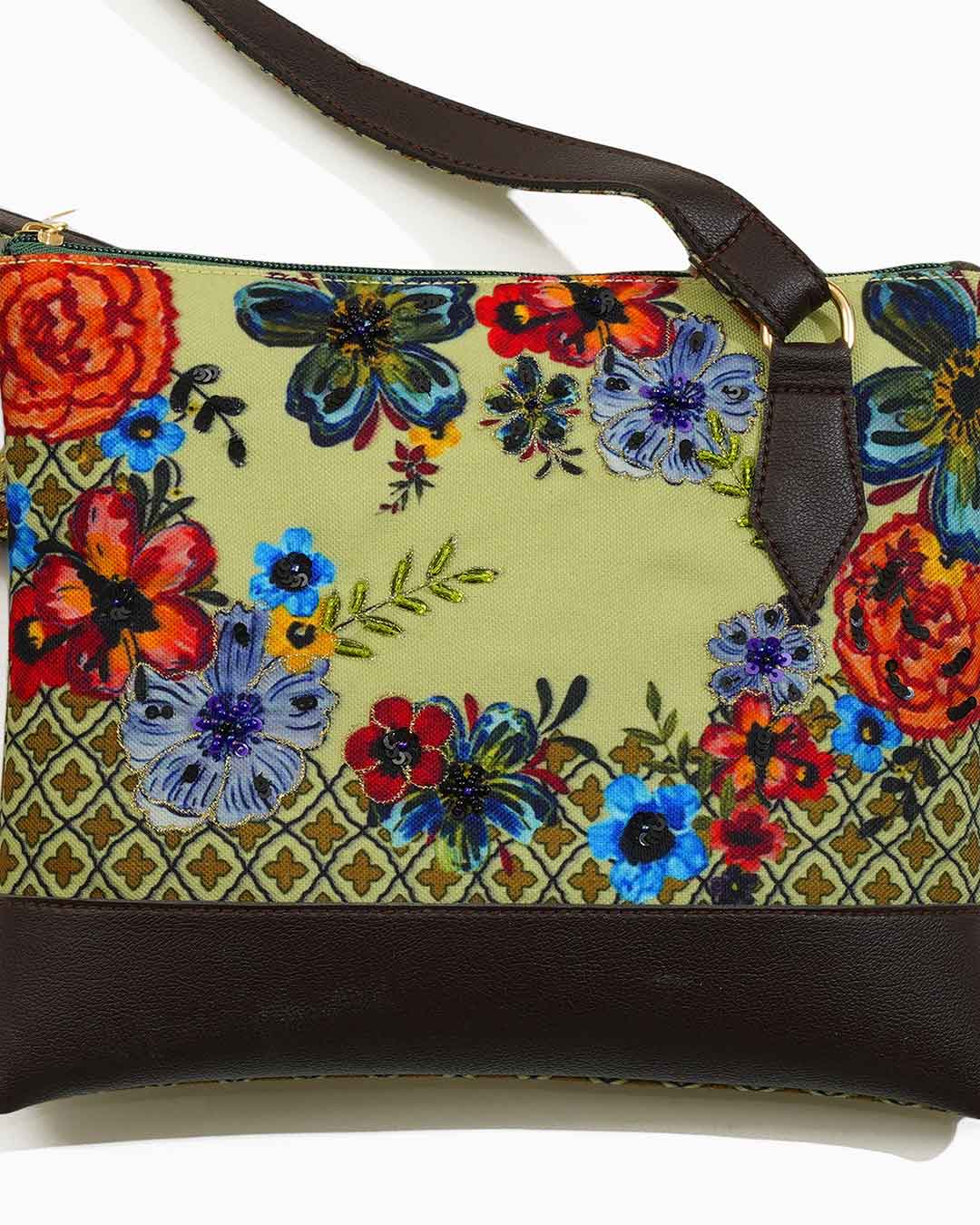 Vibrant Bloom Flat Sling Bag
