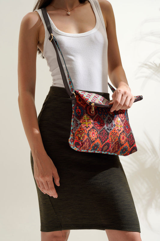 Floral Geo Fold-over Sling Bag