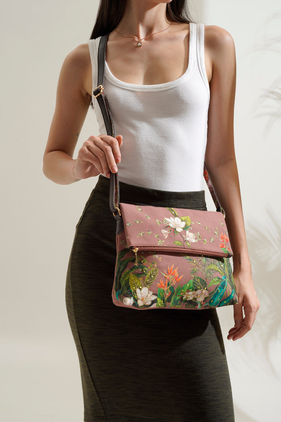 Floral Paradise Foldover Sling Bag