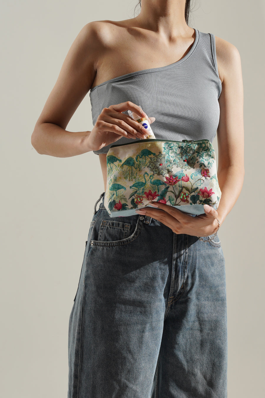 Ethnic Flamingo Cosmetic Bag