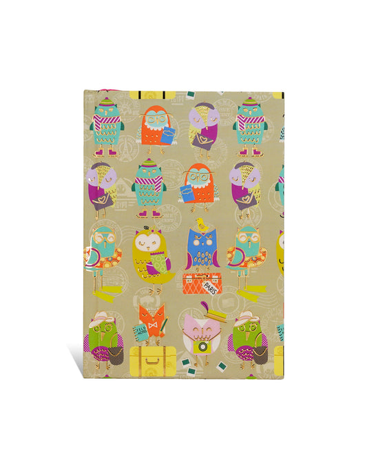 FUNKY OWLS NOTEBOOK 8 X 6 Hard Cover