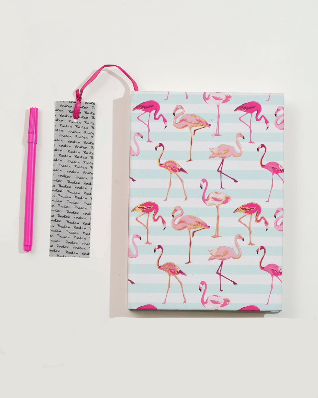 Flamingo Carnations Hard Cover Notebook 8 X 6"