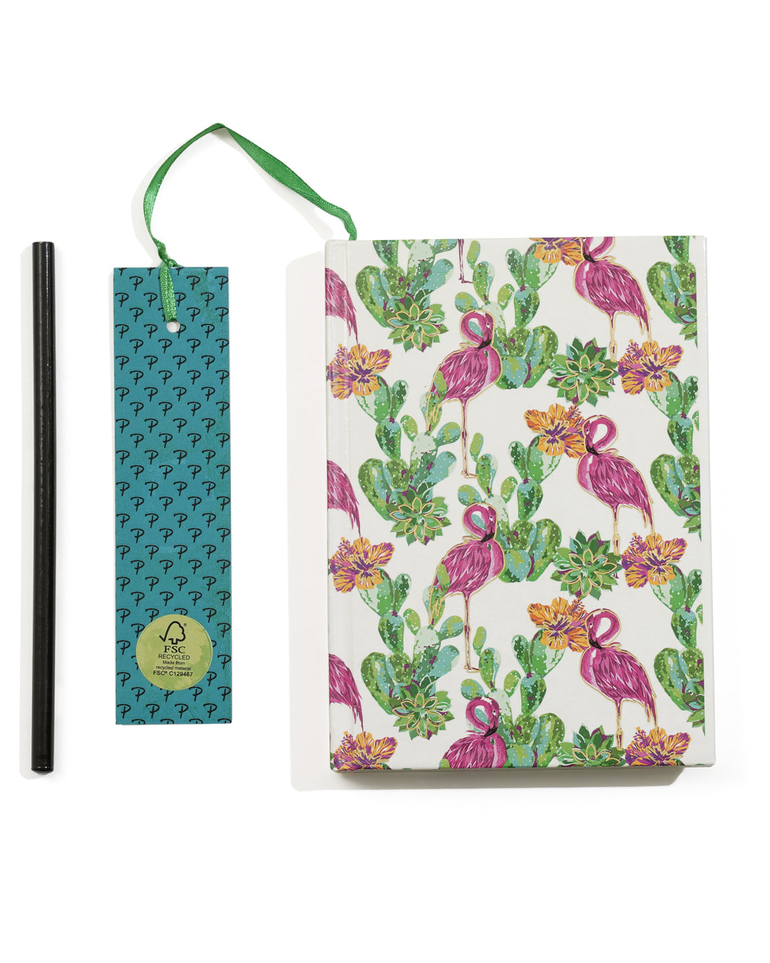 Topical Flamingo and Bird of Paradise Notebook 7 X 5 Hard Cover Set Of 2