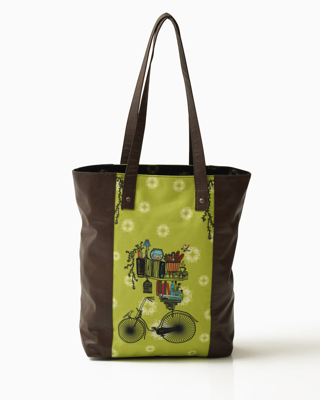 Brain Bridge Cycle with Vegan Leather Handle Tote Bag