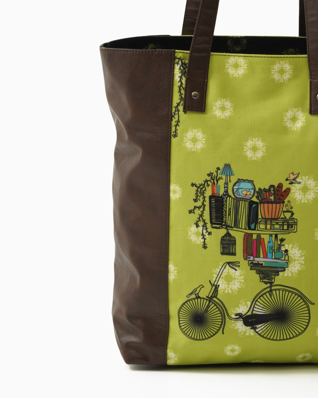 Brain Bridge Cycle with Vegan Leather Handle Tote Bag