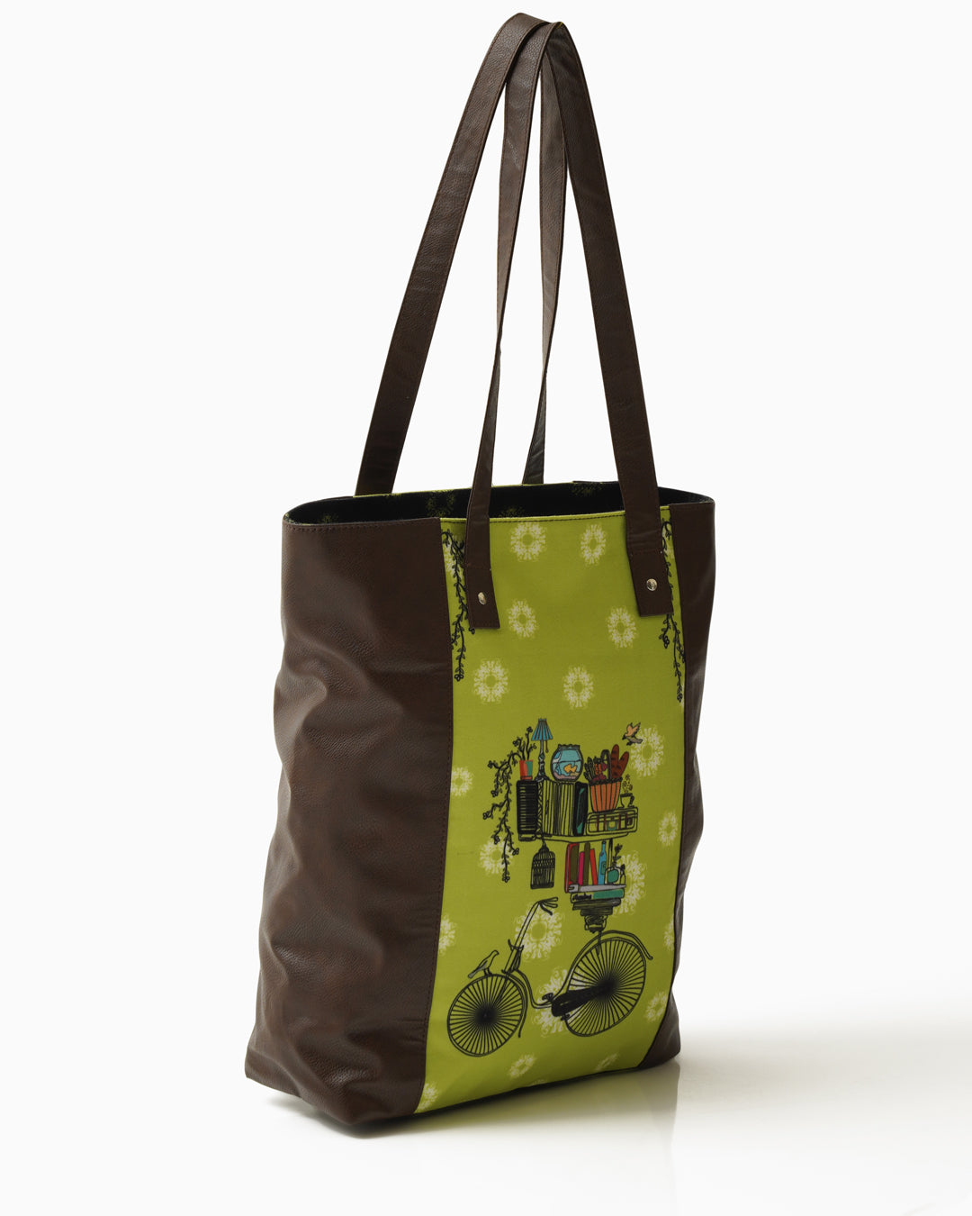 Brain Bridge Cycle with Vegan Leather Handle Tote Bag