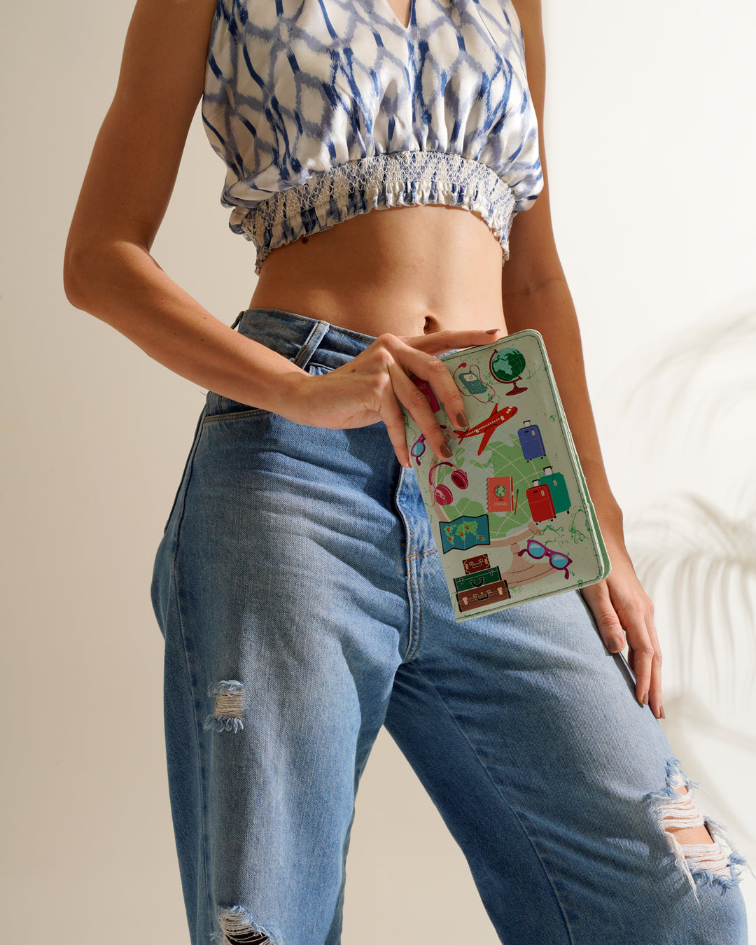 Jet-Setting Passport & Travel Documents Holder Printed Vegan Leather