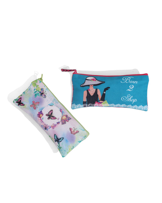Born to Shop Set Of 2 Combo Pencil Pouch