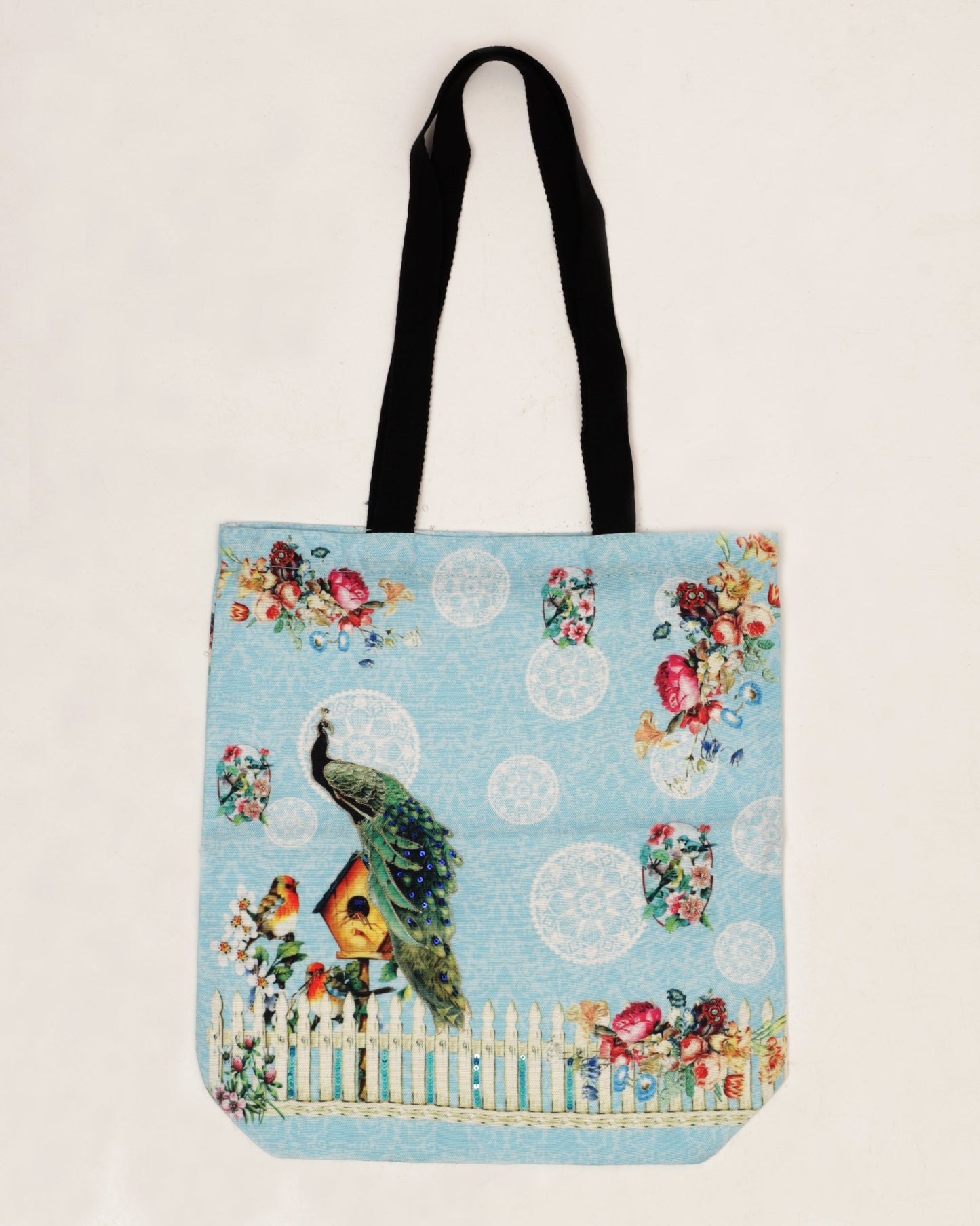 PEACOCK FENCE NIWAD HANDLE TOTEBAG