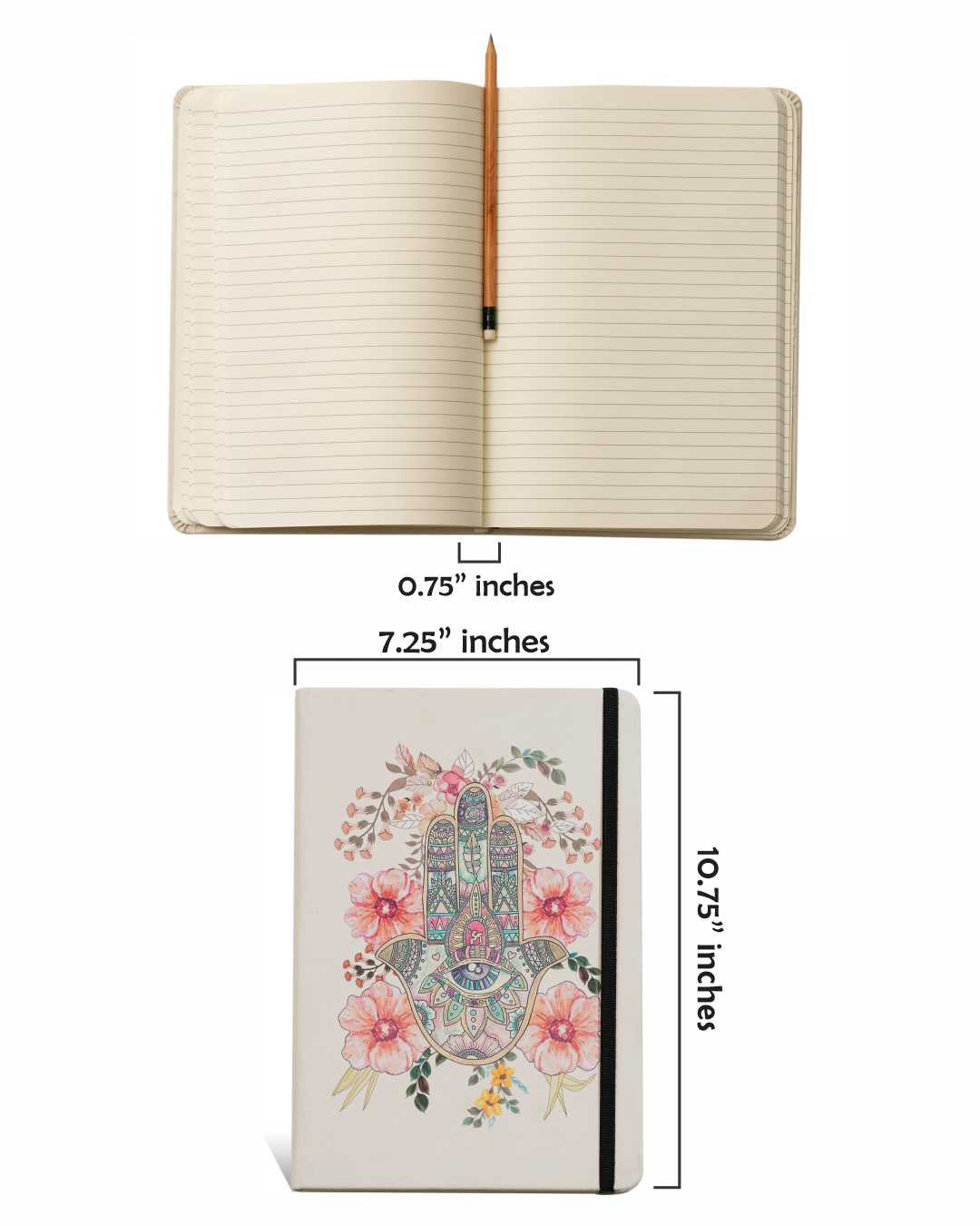 Hand of Fatima A4 Notebook With Printed Vegan Leather