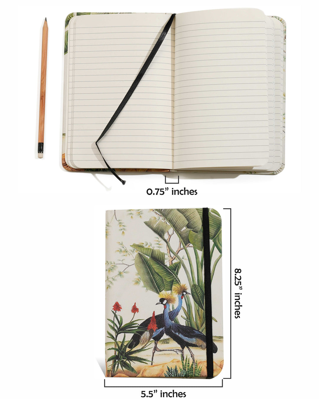 Crowned Crane 8 X 6 Noebook With Vegan Leather