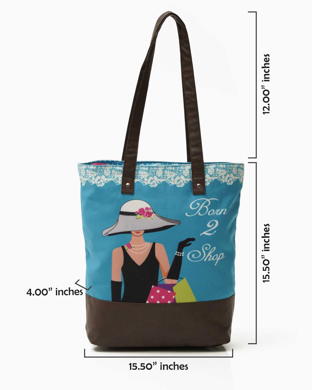 Born To Shop Shoulder Tote Bag With Vegan Leather