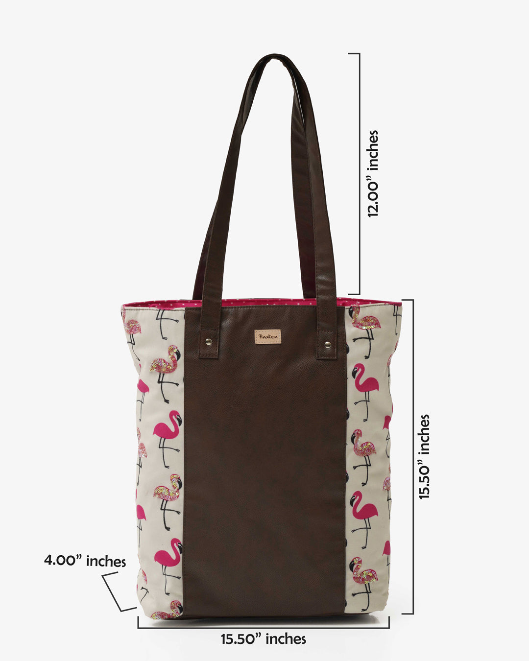 Flamingo Blush Shoulder Tote Bag with Vegan Leather