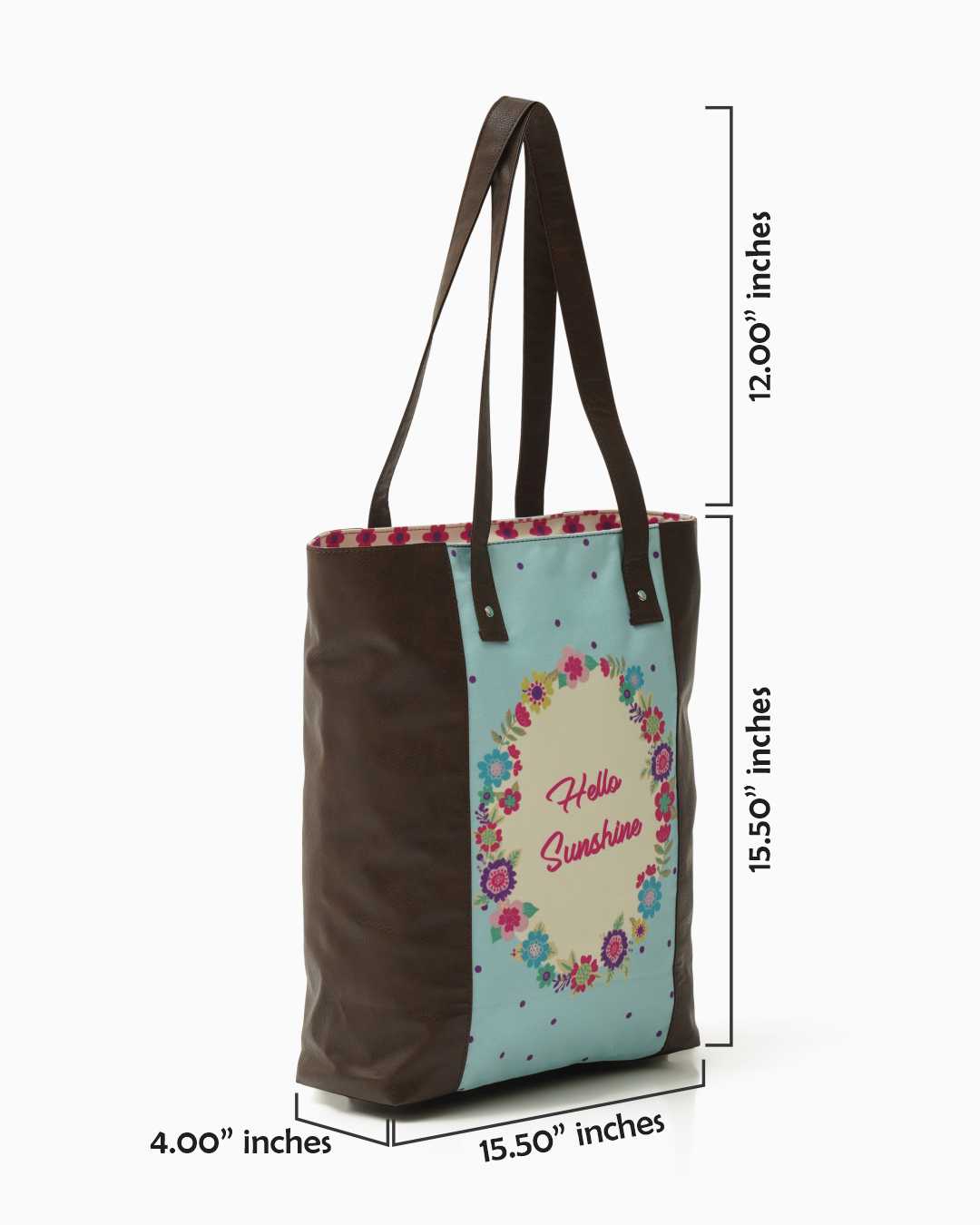 HELLO SUNSHINE SHOULDER TOTE BAG WITH VEGAN LEATHER