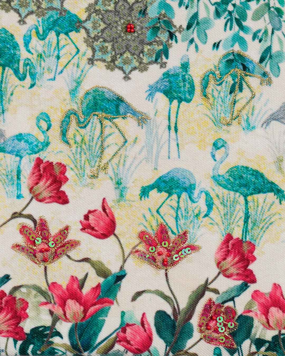 Ethnic Flamingo Fabric Notebook 8 X 6"